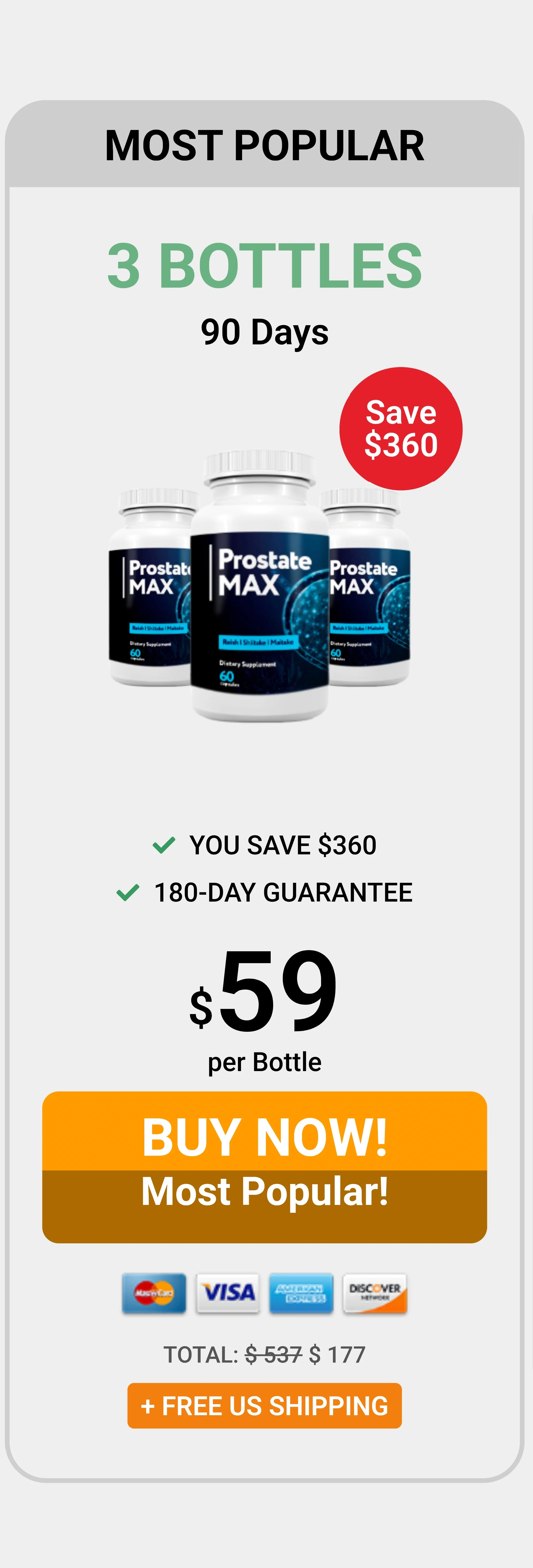 Prostate Max™ 3 bottles pricing